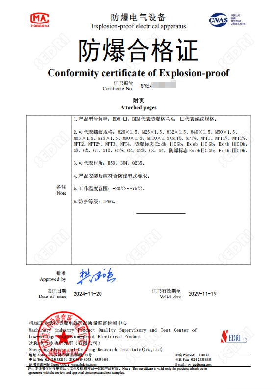 沈阳传动：防爆格兰头2